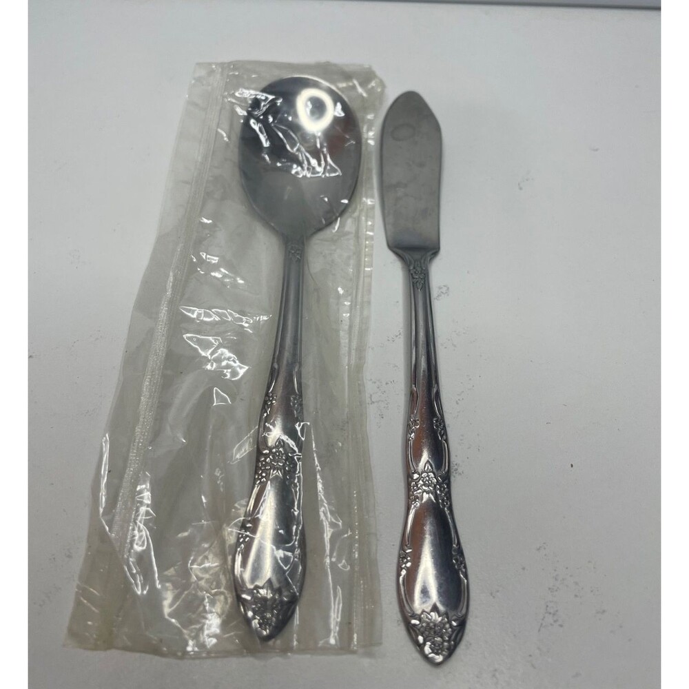 Oneida LTD Wm A. Rogers FENWAY DAYDREAM Stainless Butter Knife & Sugar Spoon